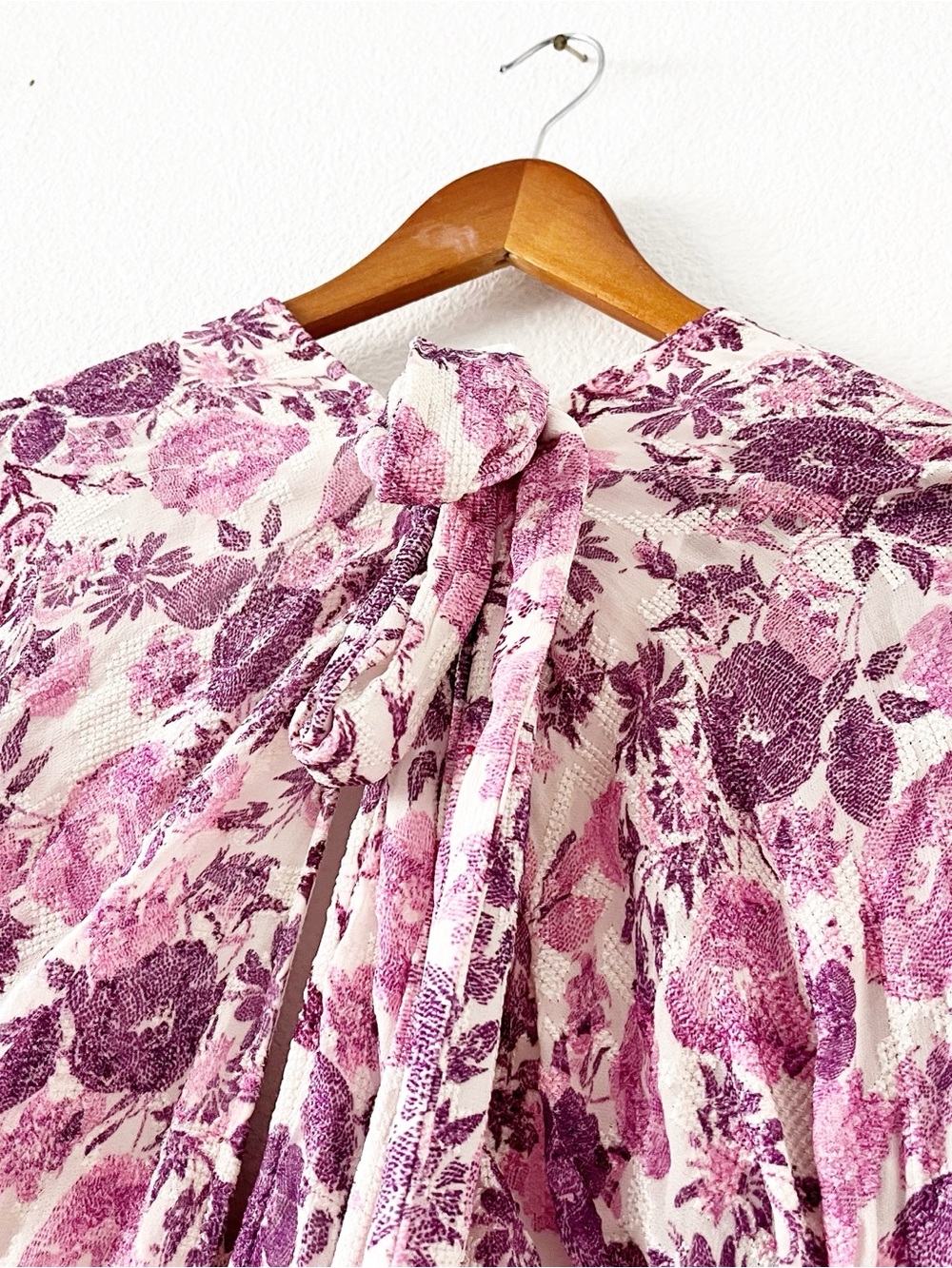 Hemant & Nandita Pastel Pink Ruffle Plunging Tie Back Romantic Boho Mini Dress - Picture 9 of 10